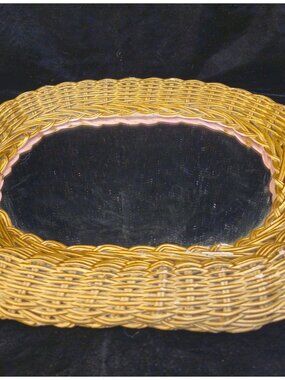 Vintage Oval Wicker Wall Mirror